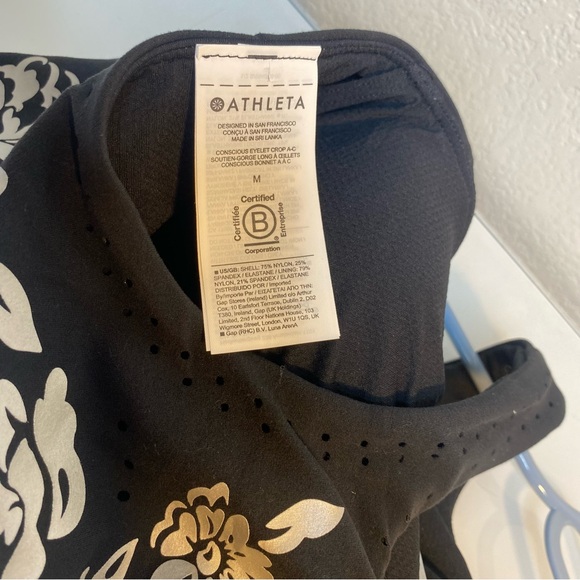Athleta Conscious Crop Black & Silver Eyelet Floral Bran- Medium D-DD Cup - Picture 5 of 5